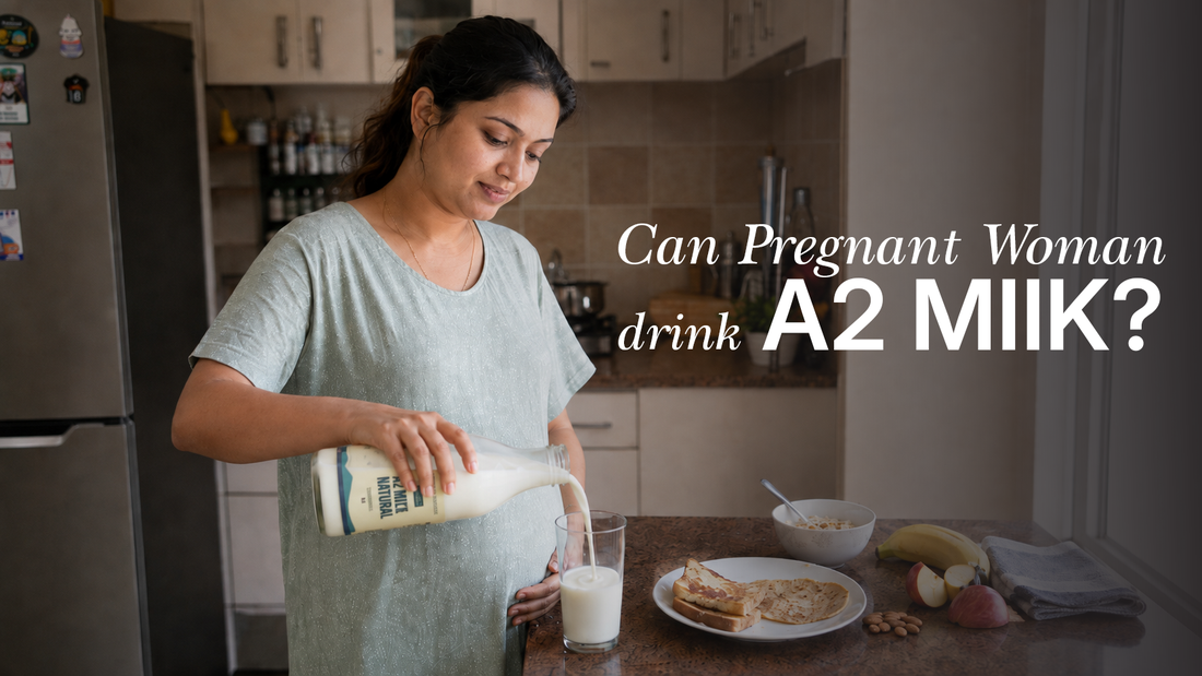 Pregnant woman drinking A2 cow milk during pregnancy