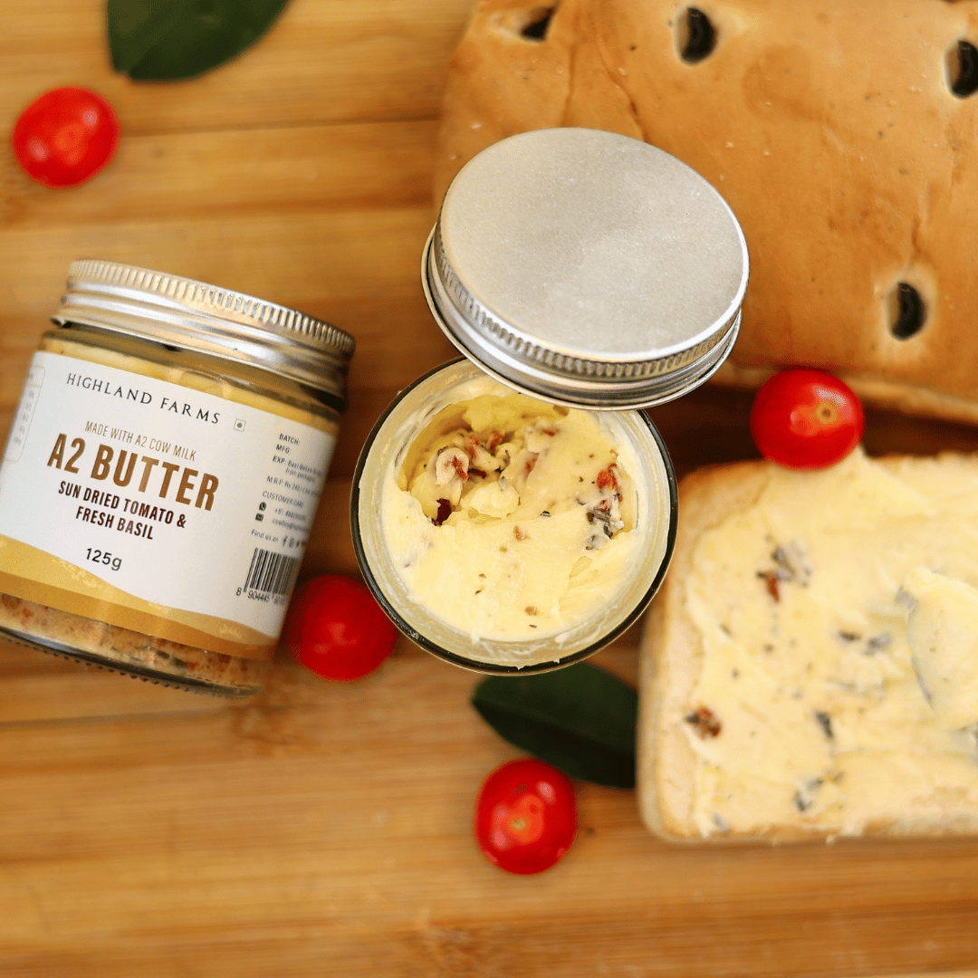 A2 Butter Sundried Tomato and Basil Leaves