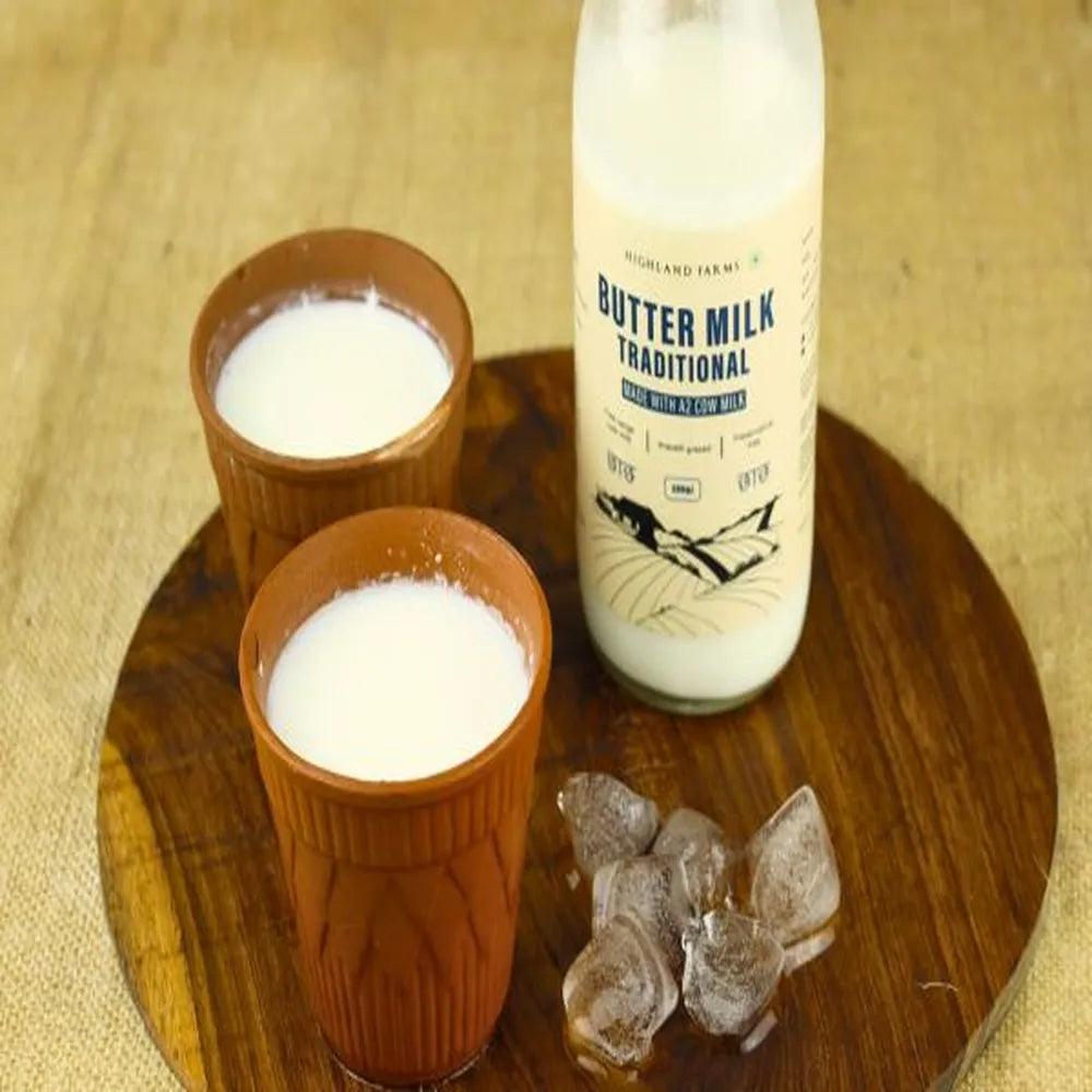 traditional a2 buttermilk served in clay cups with ice refreshing summer drink