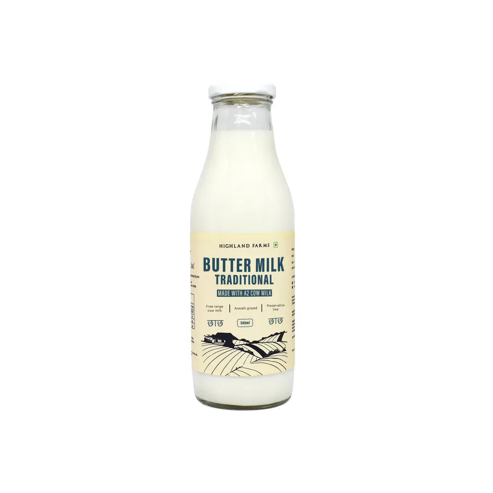 A2 cow buttermilk bottle by Highland Farms made from desi cow milk 500ml
