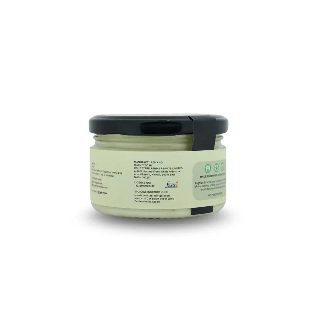 A2 cream cheese jar front with nutrition label Highland Farms French style cheese Delhi NCR