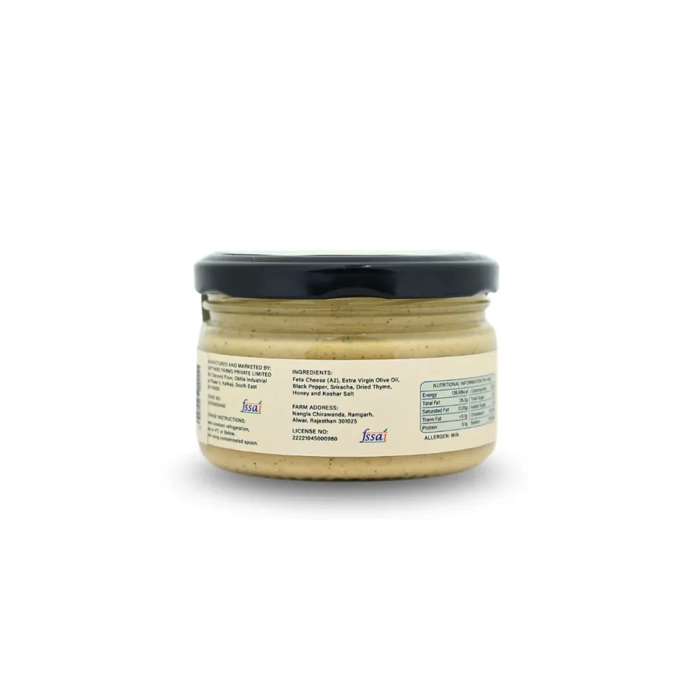 A2 feta cheese spread FSSAI certified Highland Farms India healthy cheese spread with sriracha