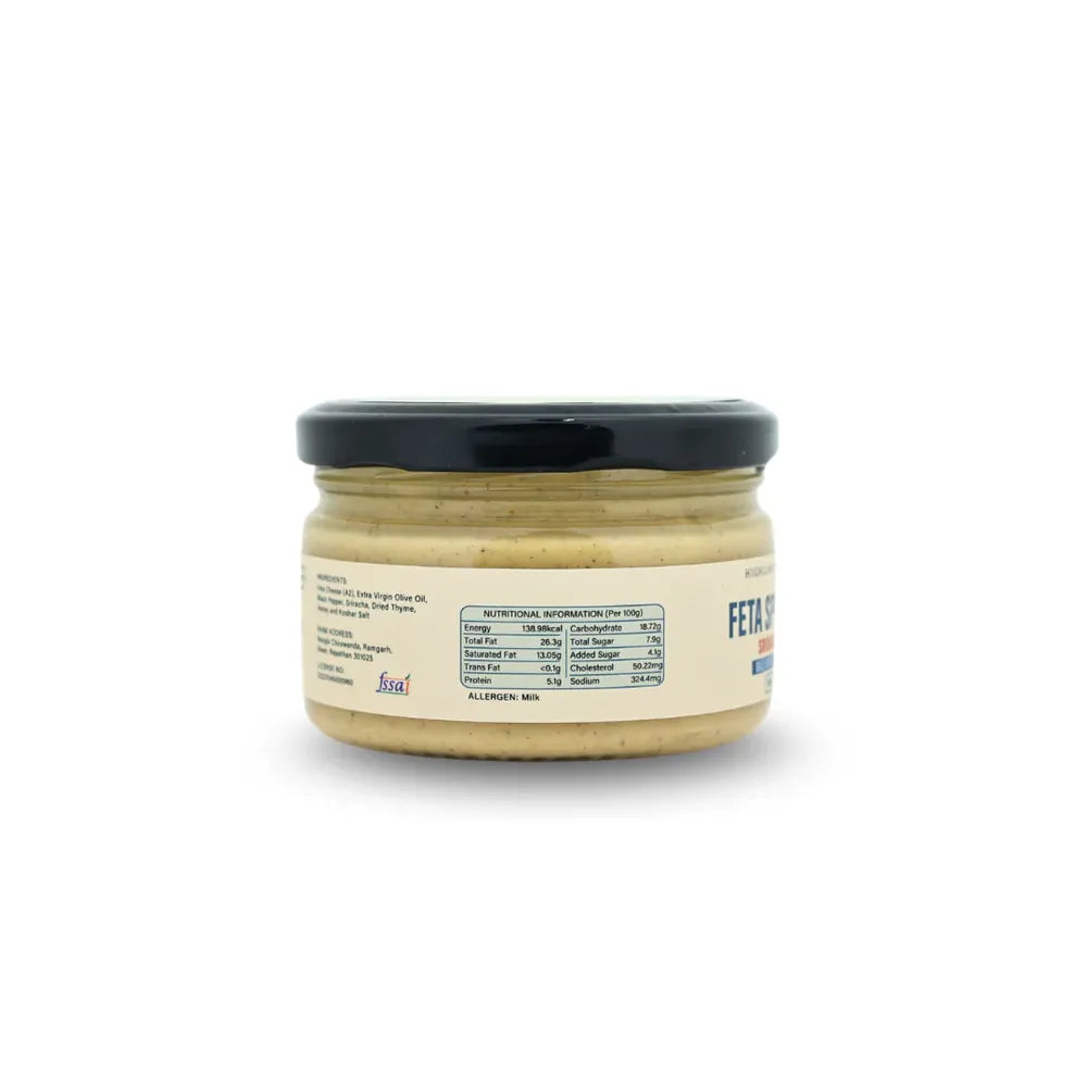 A2 feta sriracha spread ingredients olive oil honey apple cider vinegar healthy cheese dip India