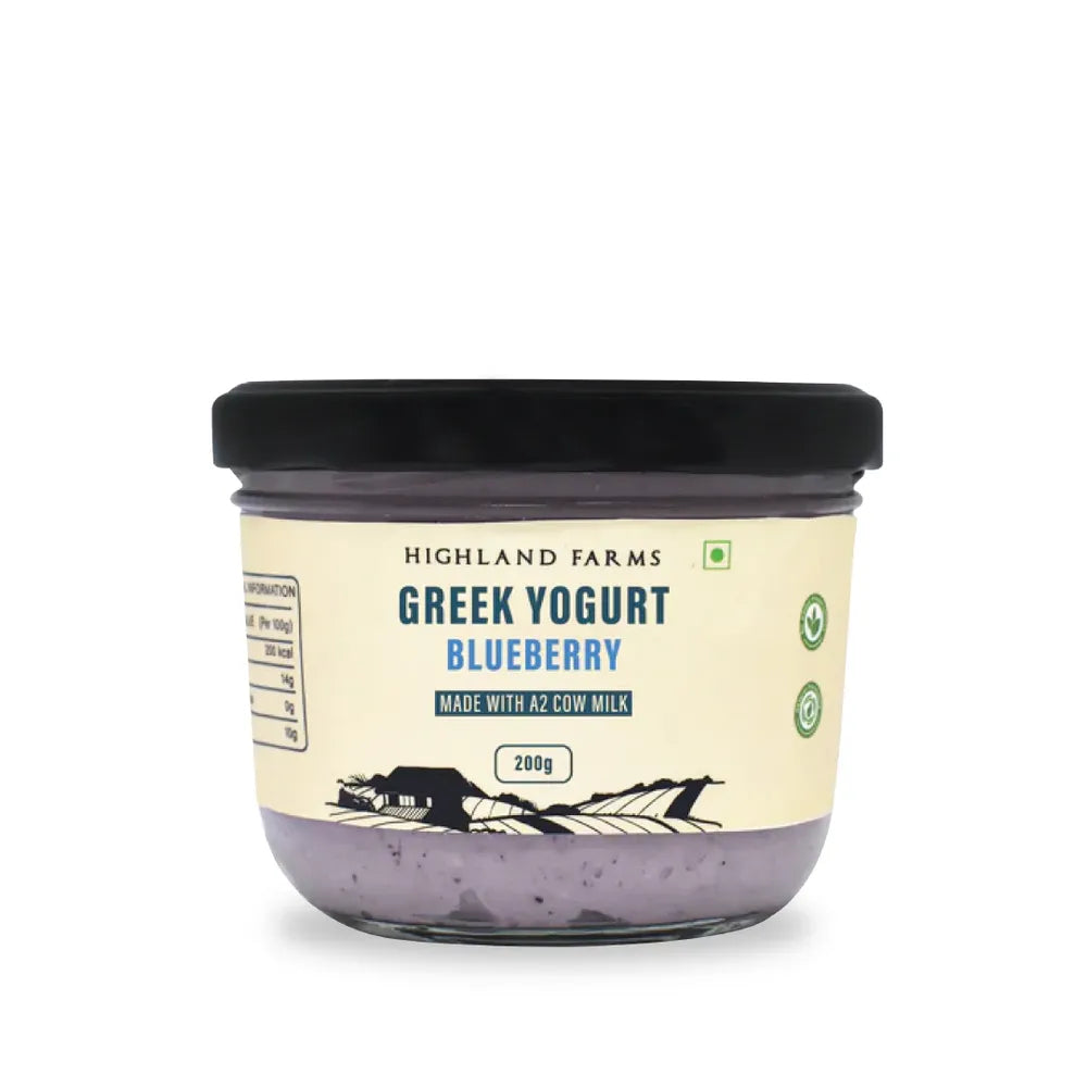 Highland Farms A2 Greek yogurt blueberry 200g thick creamy yogurt with real fruit