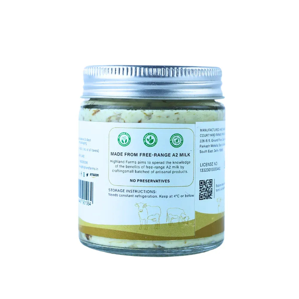 A2 butter sundried tomato basil back label free range milk no preservatives Highland Farms dairy product