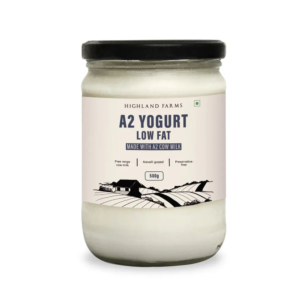 Highland Farms A2 low fat yogurt made from desi cow milk probiotic rich fresh yogurt India