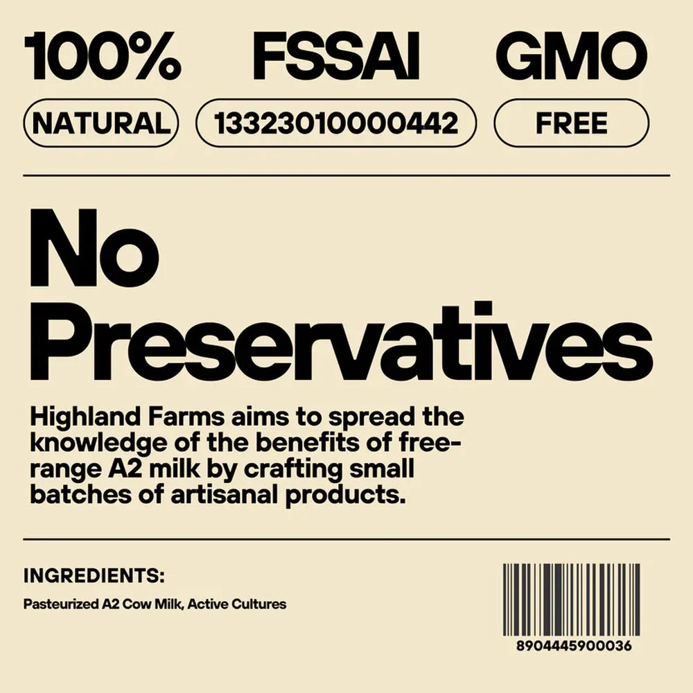 A2 natural yogurt made from pasteurized desi cow milk with active cultures no preservatives