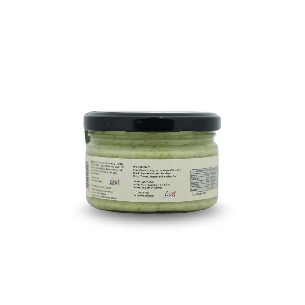 Highland Farms feta mustard spread label A2 milk gourmet cheese spread India glass jar packaging