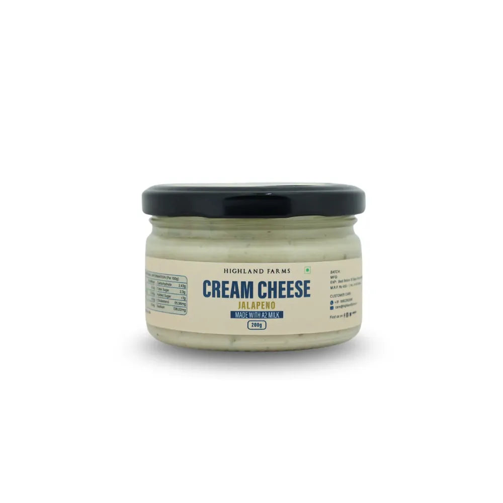 Jalapeno cream cheese made with A2 cow milk 200g by Highland Farms soft spread for sandwiches and snacks in Delhi NCR