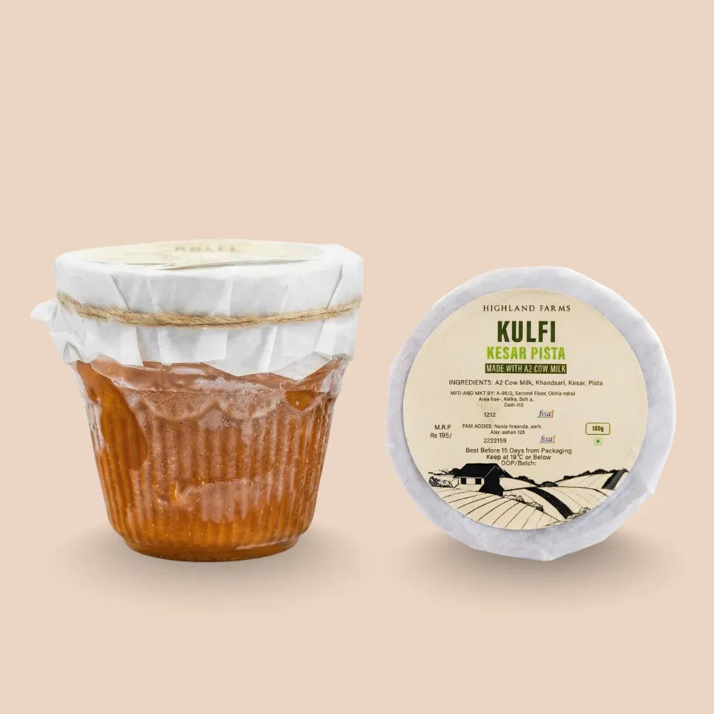 Kesar pista kulfi made with A2 cow milk saffron and pistachio premium natural dessert Delhi NCR