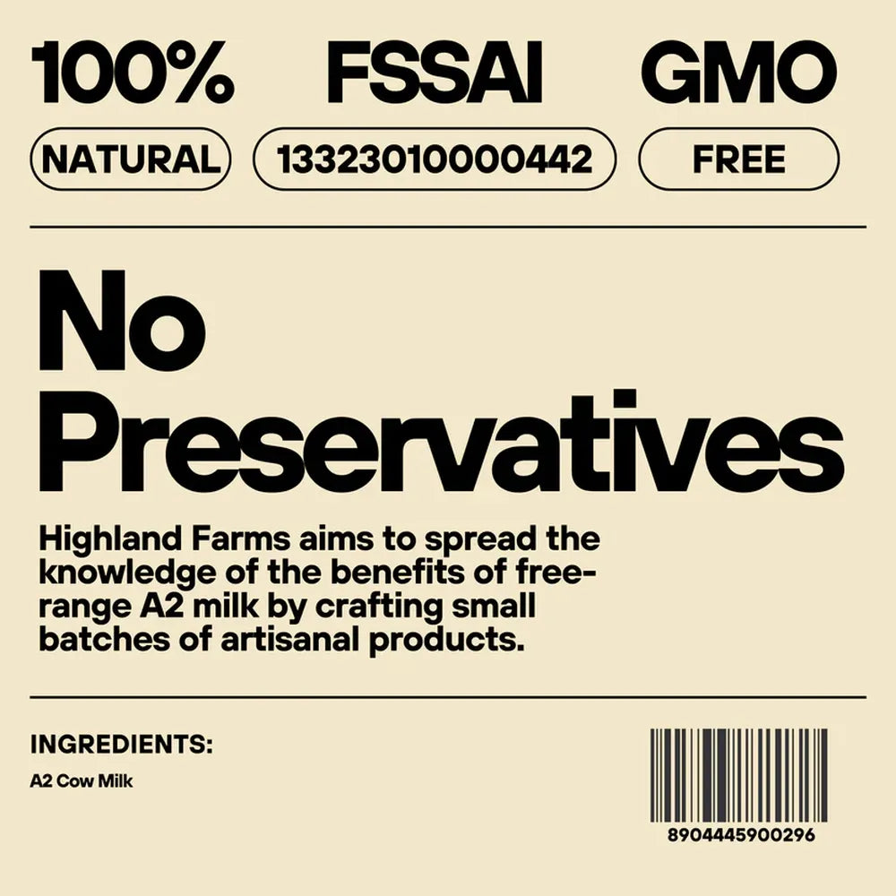 Natural A2 cream no preservatives pure cream made from desi cow milk Highland Farms