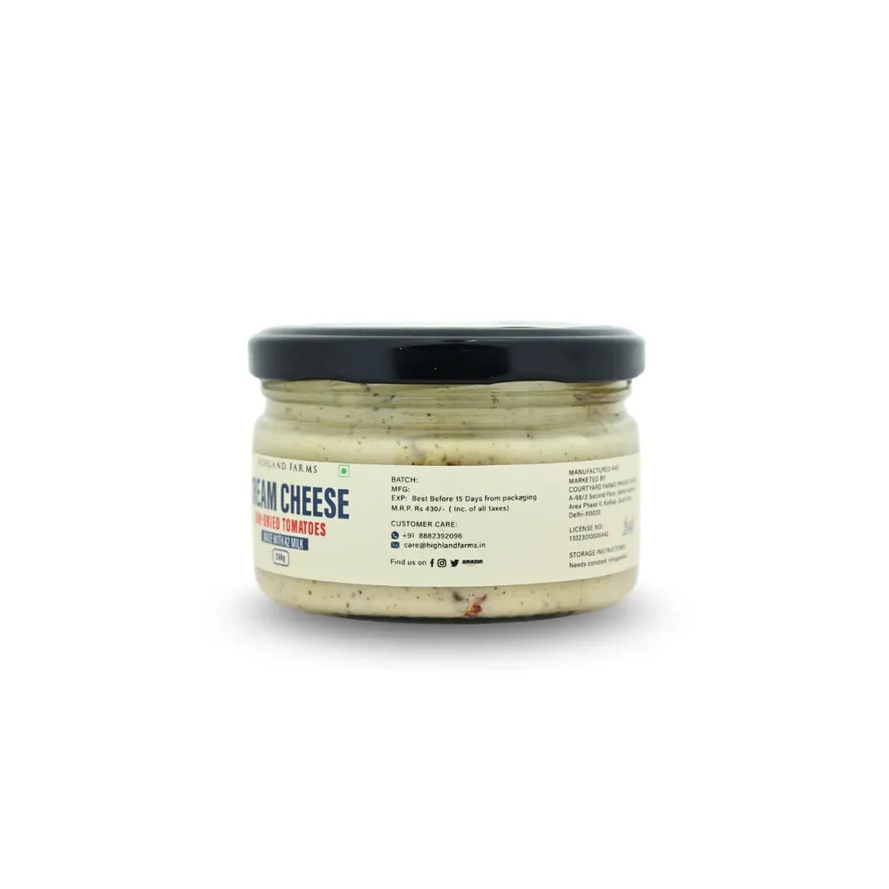 Cream cheese made from free range A2 cow milk with sun dried tomatoes no preservatives Highland Farms India